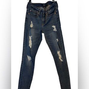 Aeropostale High Rise Blue Jeans with Distressing